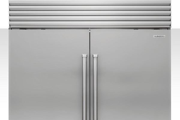 Inside of a well-organized Sub-Zero freezer after a repair