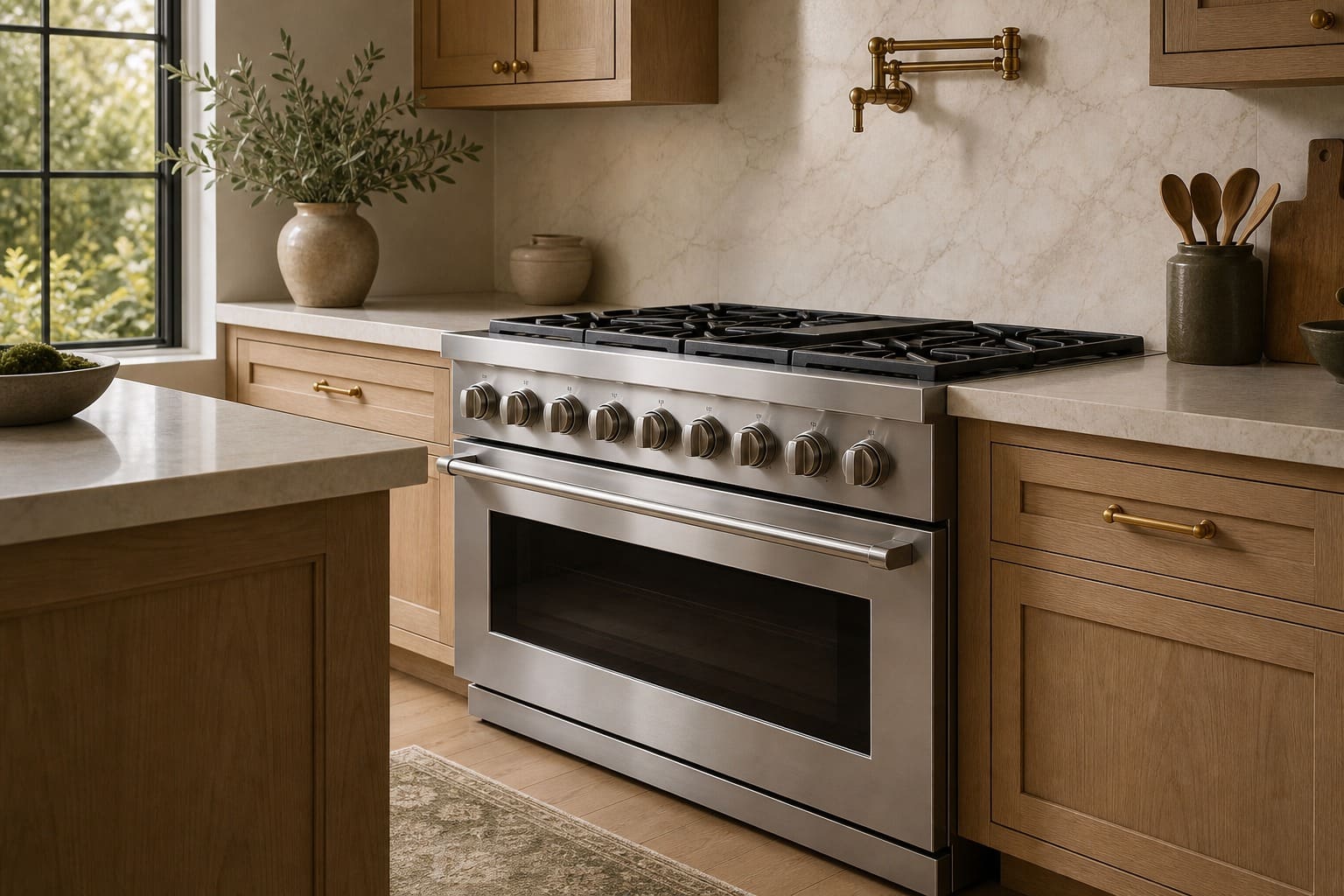 Viking professional range and built-in appliances in a Los Altos kitchen